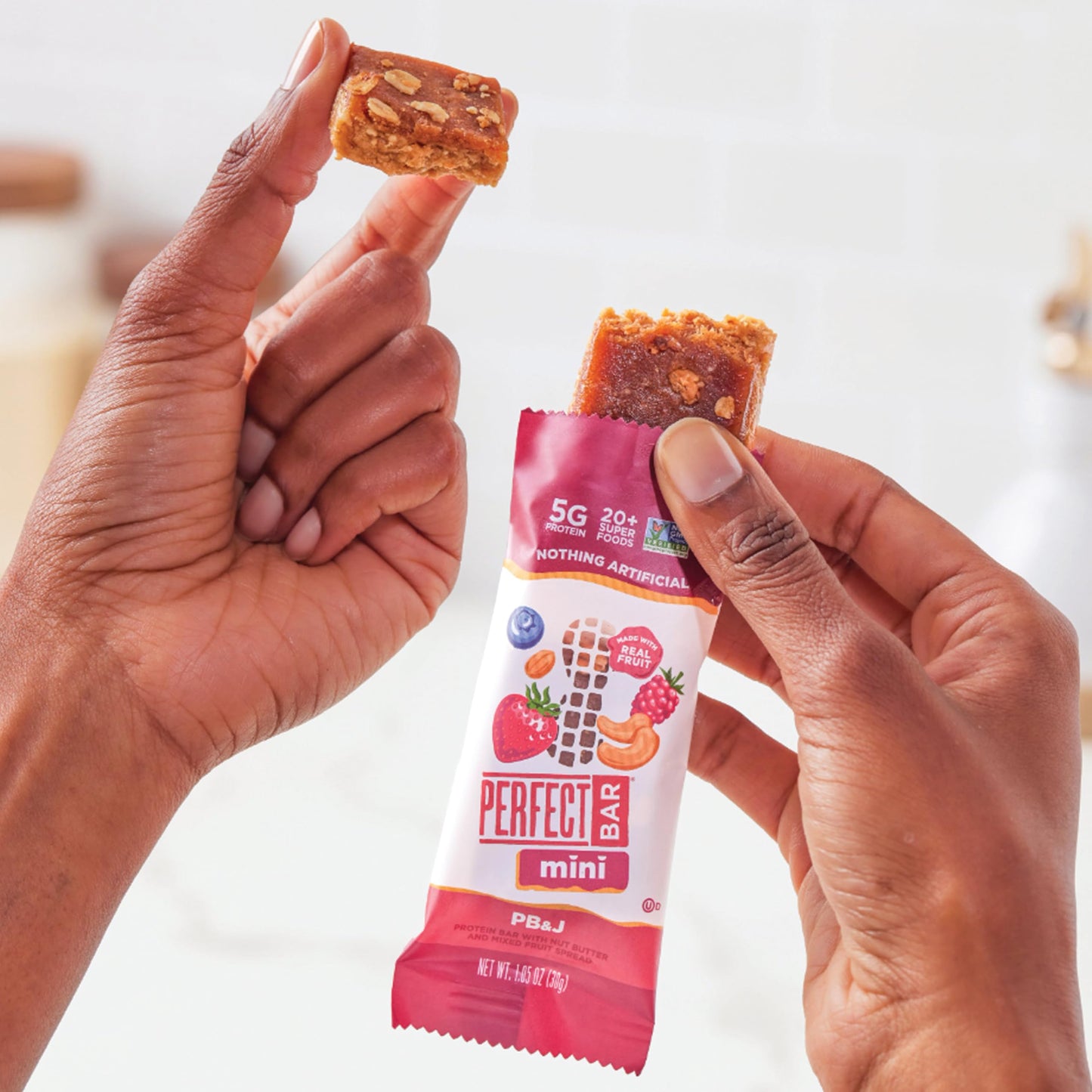 Perfect Bar Mini Protein Bar, PB&J Flavor, Gluten Free, 1.5 Ounce, 18 Count