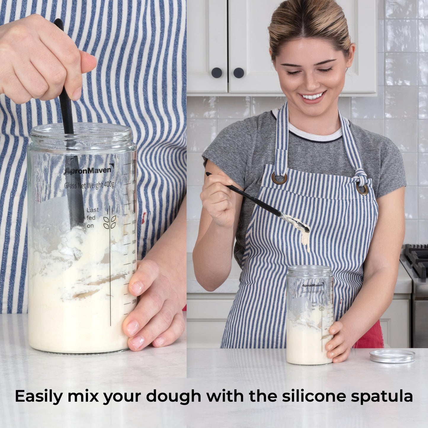Apron Maven Sourdough Starter Kit - 34 oz Jar with Scale & Accessories - Clear, Model SDK34