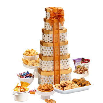 Broadway Basketeers Thank You Gift Tower - Gourmet Chocolate Cookies & Sweets Snack Tower - Thank You Gift Box for Clients, Teac