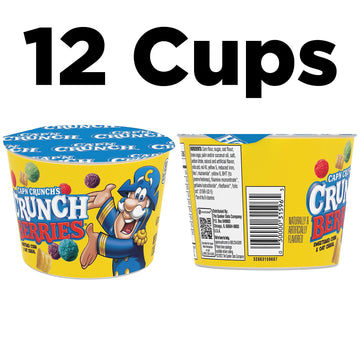 Cap n Crunch Breakfast Cereal, Crunchberries, 1.30 oz Individual Cups (12 Pack)