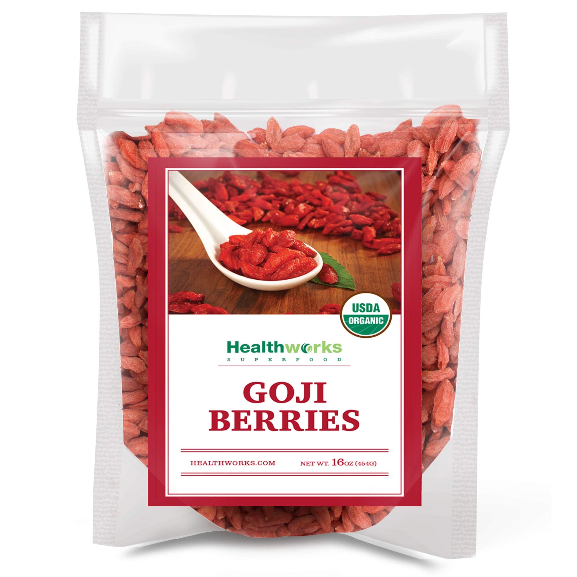 Healthworks Organic Dried Goji Berries, 16Oz - 1Lb, 1 Pack, Vegan And Non-Gmo Certified Organic Raw Sun-Dried Goji Berries