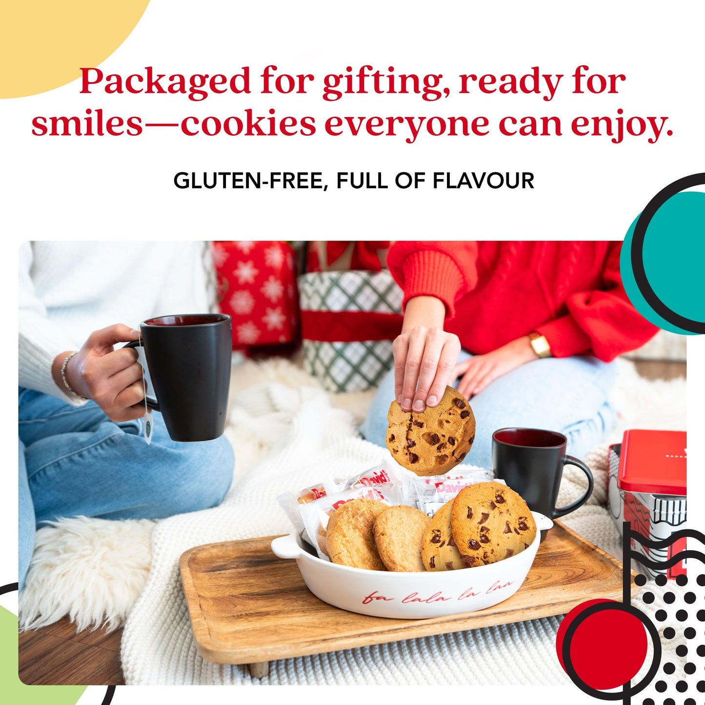 DAVIDS COOKIES Gluten-Free Cookie Gift Sampler Tin - Chocolate Chip & Snickerdoodle - 5x5x5 Inches