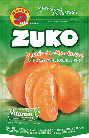 ZUKO Mandarin Instant Powder Drink | Family Pack | No Sugar Needed | Vitamin C | 14.1 Ounce (Pack of 6)