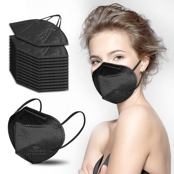 Akgk Kn95 Face Mask 50 Pcs, Breathable Protection Masks, 5-Ply Kn95 Black Masks, Cup Dust Safety Masks