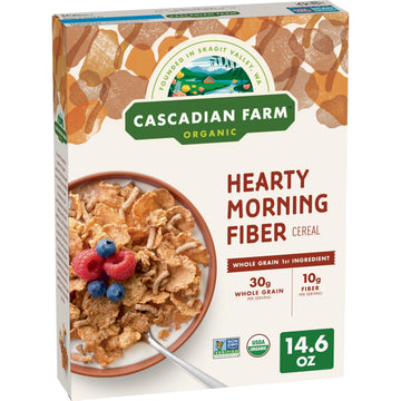 Cascadian Farm Organic Hearty Morning Fiber Cereal, Made with Whole Grain, 14.6 oz