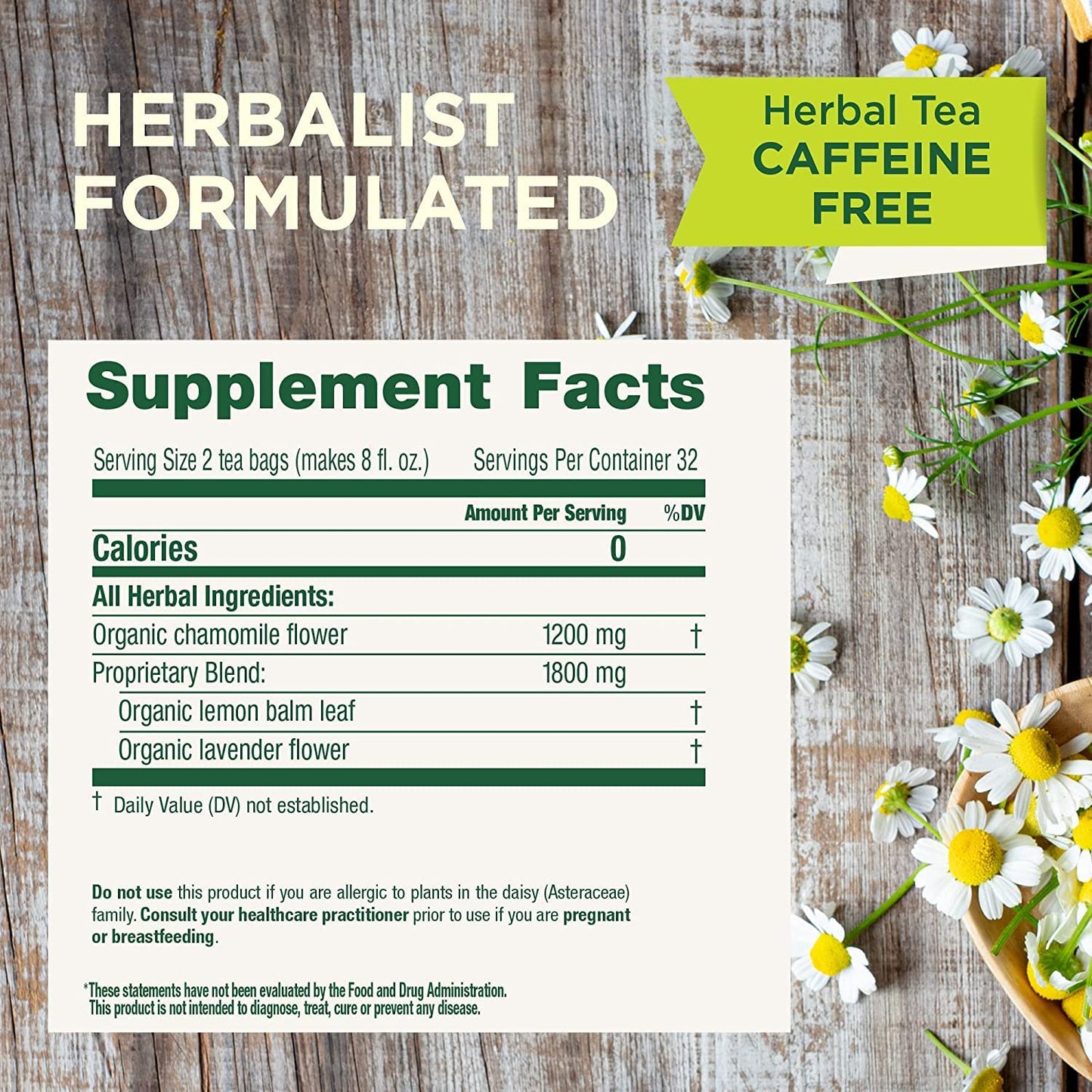 Traditional Medicinals Organic Chamomile & Lavender Herbal Tea, 32 Count (Pack Of 3) - 96 Tea Bags Total