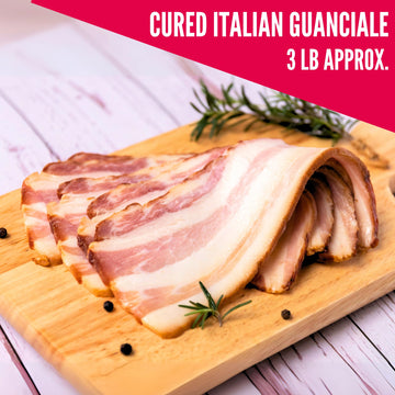 Guanciale from Italy (approx. 4 lbs) - Italian Dry Cured Pork Jowl MARTELLI - Gluten-Free Dairy-Free Lightly Smoked & Aged - Product of Italy
