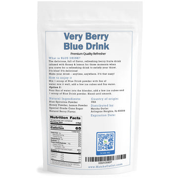 Blue Drink Spirulina Powder, Berry & Honey Refresher 12Oz Blue Drink Mix Natural Food Colorant Perfect For Ice Mix Yogurts Baked Treats Loaded Tea Bubble Tea