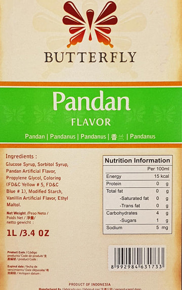 Generic Butterfly Pandan Green Flavoring Extract Paste Restaurant/Bakery Size 1 Liter/34 Fl Oz