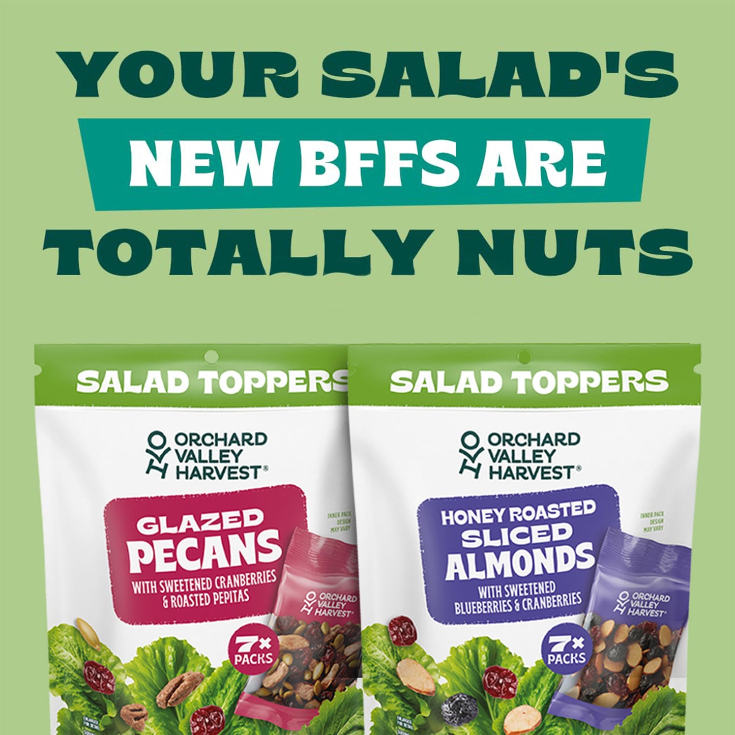 Orchard Valley Harvest Salad Toppers Honey Roasted Sliced Almonds With Sweetened Blueberries & Cranberries, 0.85 oz (Pack of 7)