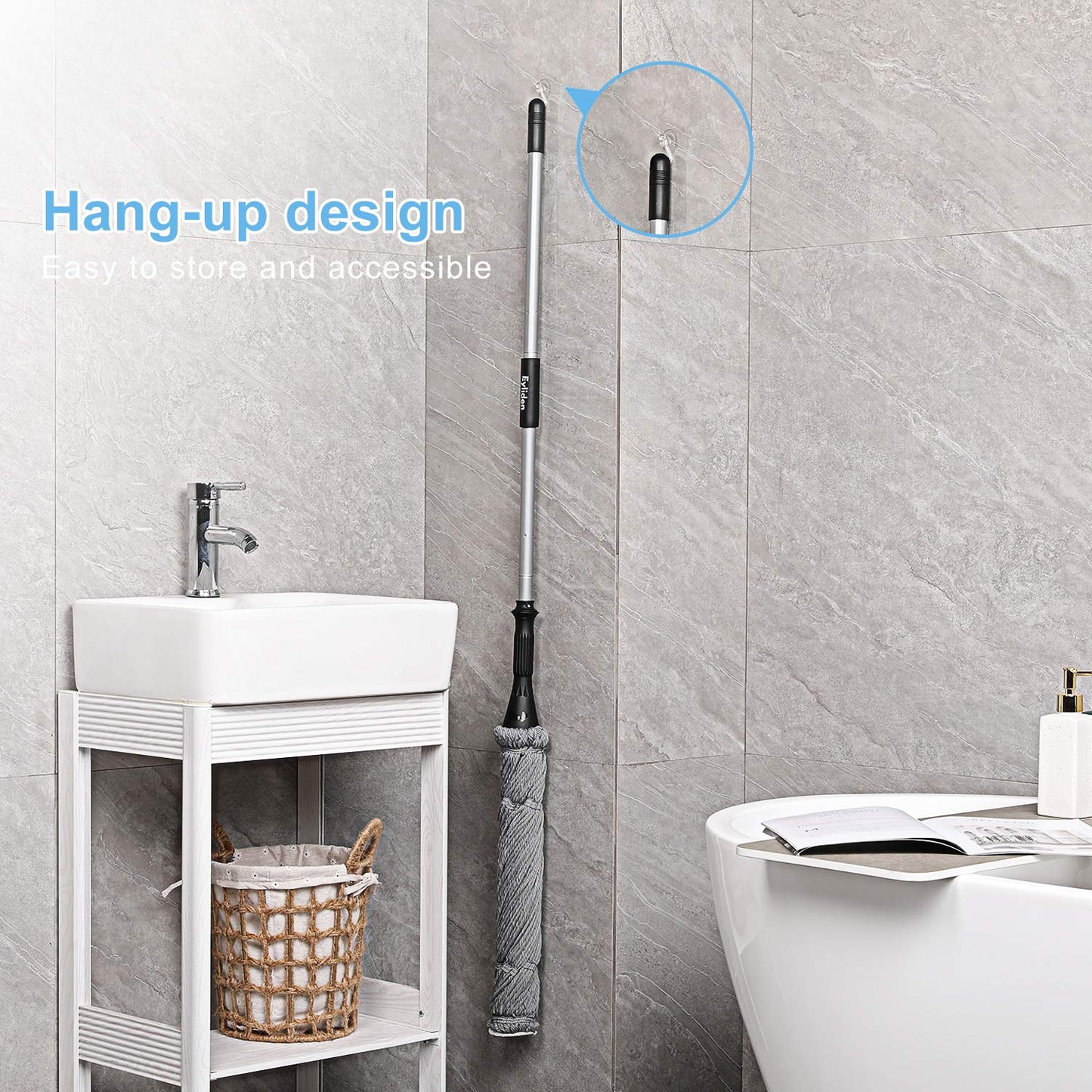 Eyliden Mop With 2 Reusable Heads, Easy Wringing Twist Mop, With 57.5 Inch Long Handle, Wet Mops For Floor Cleaning, Commercial