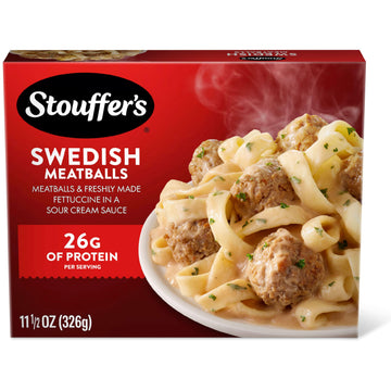Stouffers Swedish Meatballs, Single Serve, Frozen Pasta, Oven or Microwave Dinner, Single Frozen Meals