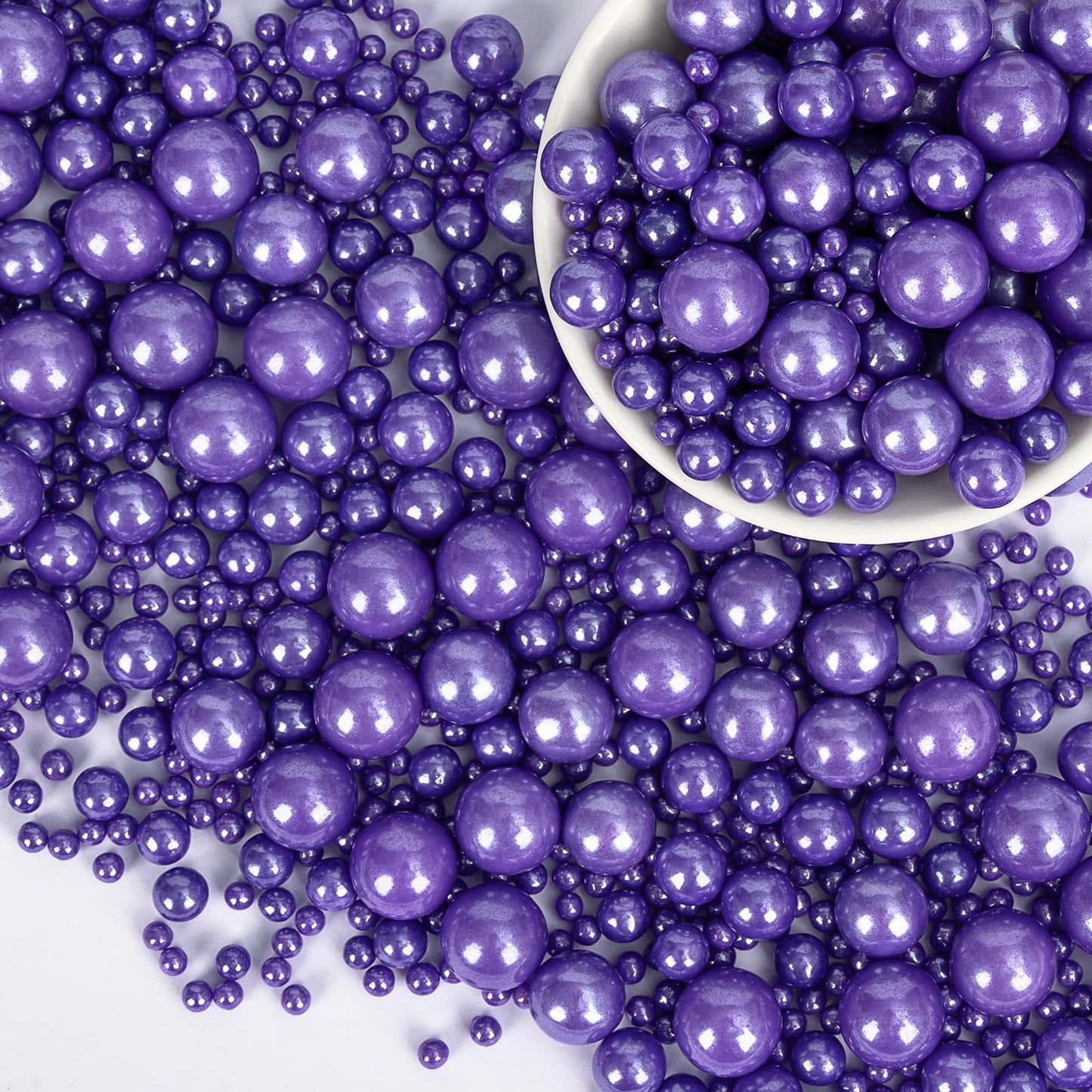 Edible Purple Pearl Sprinkles for Cake Decorating,Pearls Sugar Sprinkle,130g/4.58oz Mix Size,Baking Edible Cake Decorations Cand