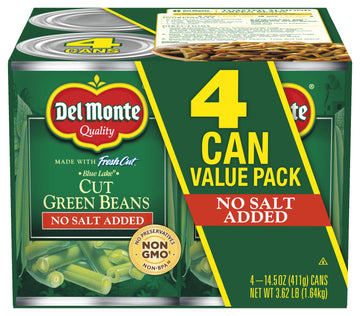 Del Monte Cut Blue Lake Green Beans With No Added Salt 14.5 Oz,(Pack of 4)