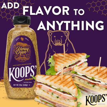 Koops Honey Dijon Mustard - Gourmet Mustard, Gluten-Free, Kosher, Made in USA, From Quality Mustard Seeds, Honey Mustard Sauce