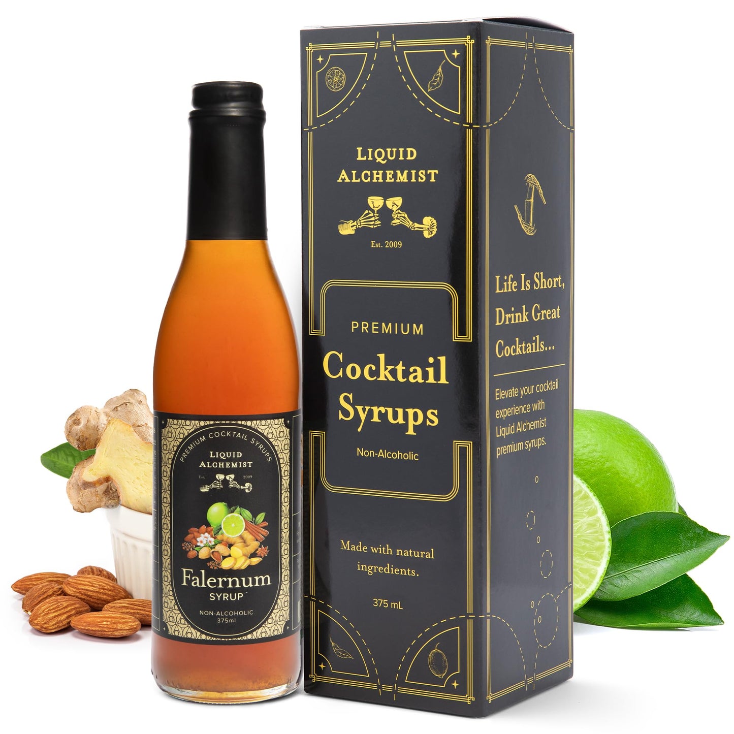 Liquid Alchemist Falernum Syrup For Mixed Flavors - Real Ingredients Make Our Falernum Mixed Flavor Syrup A Great Mixer For Any Tiki Mixed Flavor - Our Falernum Drink Syrup Is Non-Gmo Gluten Free & Vegan (12 Oz)