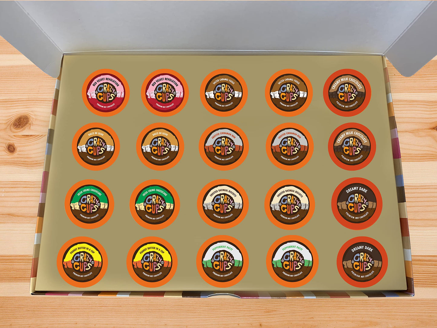Crazy Cups Deluxe Holiday Hot Chocolate Gift Set, Assorted Flavored Hot Chocolates For Keurig K Cups Machines, Single Serve Hot Cocoa In Recyclable Pods, 20 Count