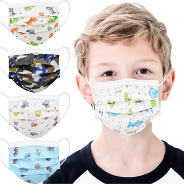 Mystcare Kids Disposable Face Mask 50 Pack Ages 5-12 Filter 3-Layer Safety Face Masks For Kids Daily Use.All Metal Nose Clips(Mu