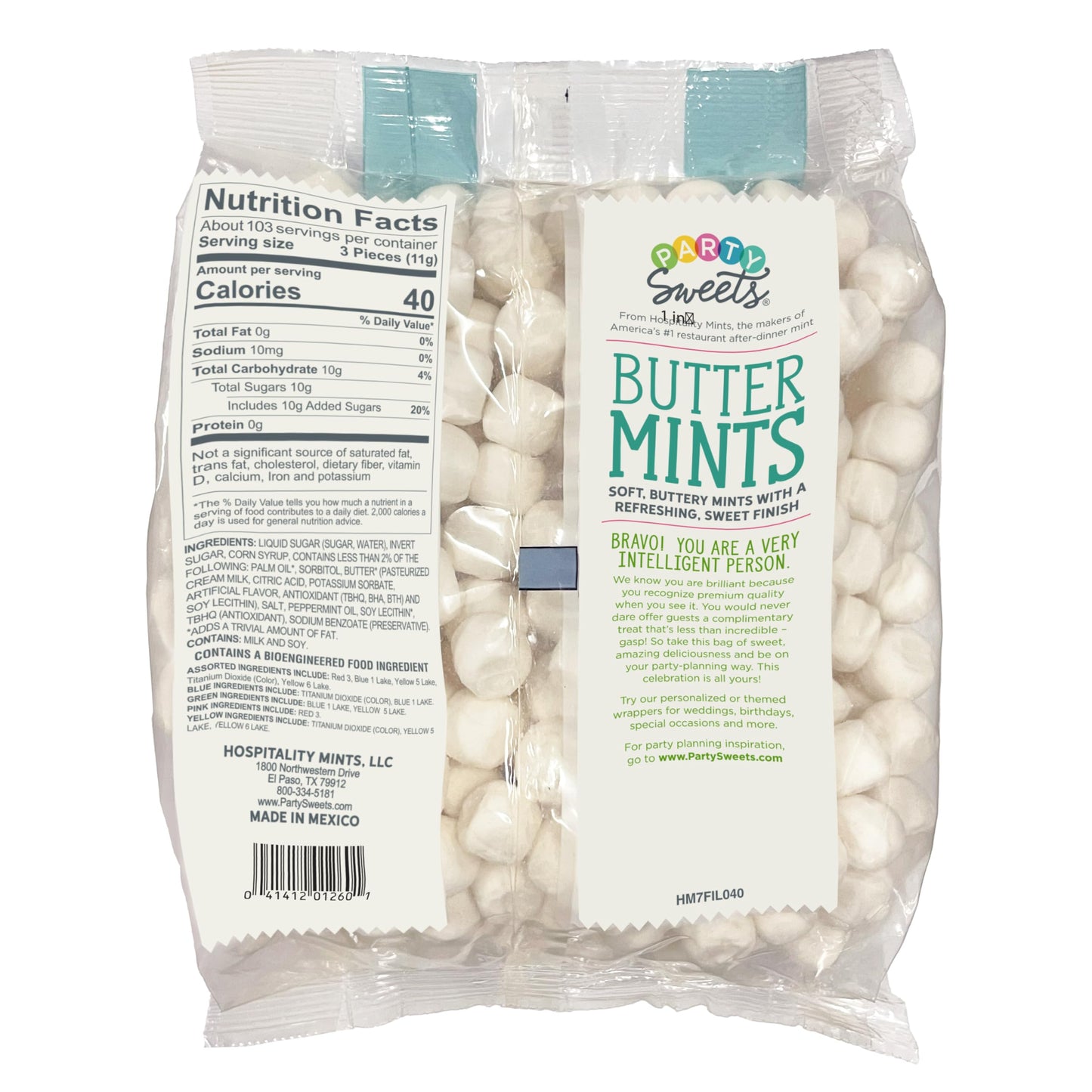 Party Sweets White Buttermints, 2.5 Pound, Appx. 350 Pieces From Hospitality Mints