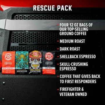 Fire Department Coffee - Gives Back To Firefighters - Rescue Variety Pack - Ground Coffee - Original Medium Roast, Dark Roast, S