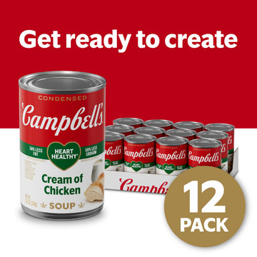 Campbell's Condensed Heart Healthy Cream of Chicken Soup, 10.5 oz Can (12 Pack)