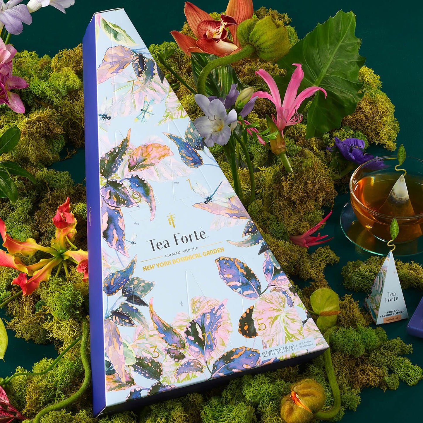 Tea Forte Demoiselle Advent Calendar Tea Gift Set of 12 Pyramid Infuser Tea Bags with Numbered Doors Variety Pack of Assorted enhanced Loose Leaf Tea Bags