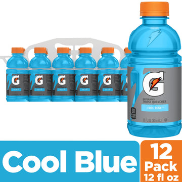 Gatorade Thirst Quencher, Cool Blue Flavor, 12 Fl Oz, Pack of 12, Light Blue