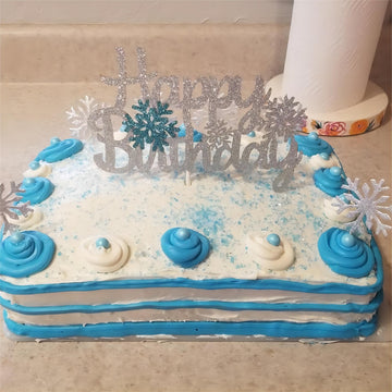 Putwo 20 Counts Wedding Cake Decorating Frozen Cupcake Toppers Toothpicks, Sliver/Blue/Snow