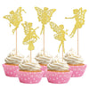 30 PCS Fairy Cupcake Toppers Glitter Ballet Dancer Flower Angel Fairy Cupcake Picks Decoration for Wedding Bridal Shower Baby Sh