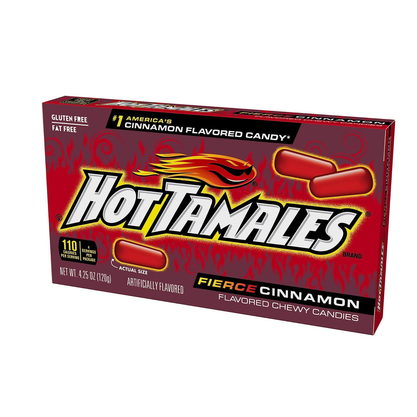 Hot Tamales Fierce Cinnamon Candy, 4.25Oz Box Each (Pack Of 12) Theater Box, Cinnamon Candy, Gummy Candy, The Hampton Candy Comp