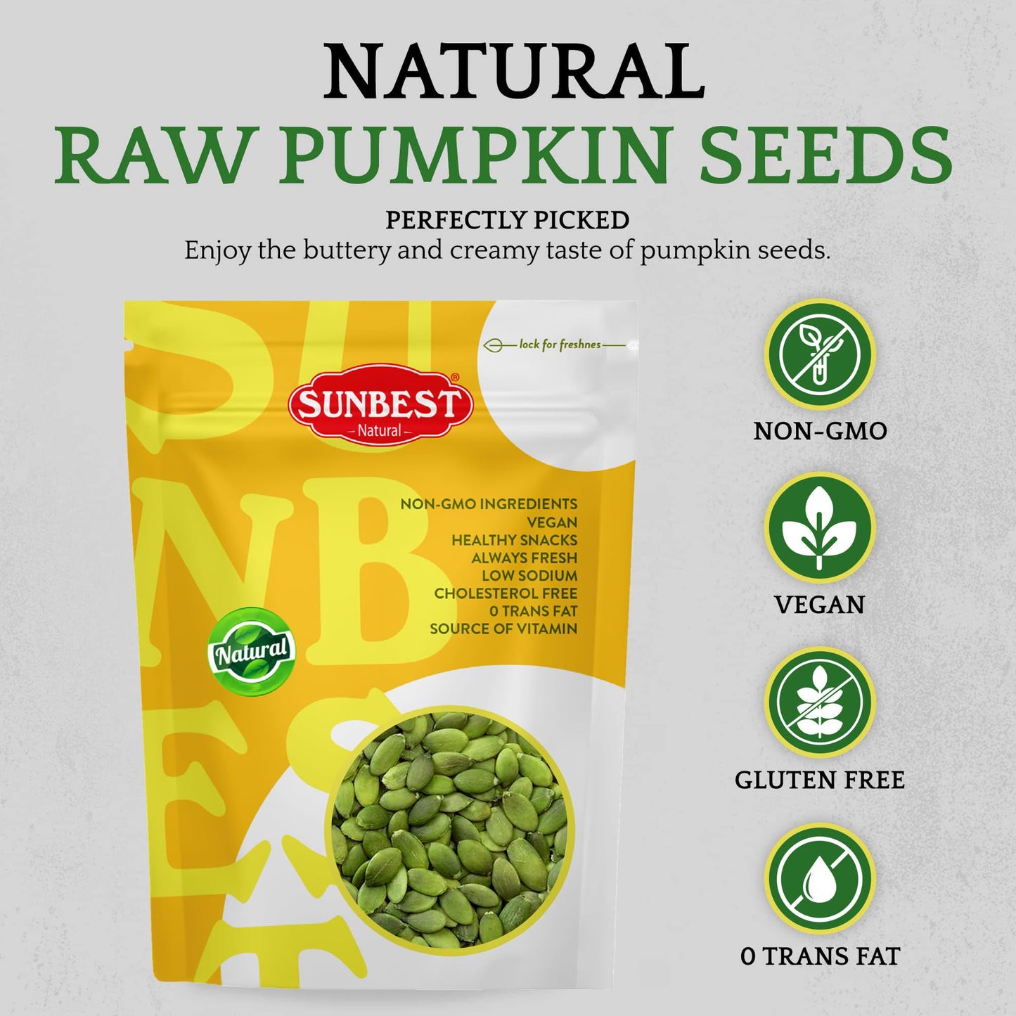 Sunbest Natural Dry Roasted Pumpkin Seeds 32 Oz (2 Lbs) 1 Pack - Nutrient-Rich, Unsalted, Ready To Eat - Ideal For Snacking, Cooking & Baking - Non-Gmo, Kosher, Vegan-Friendly - Bulk Packaging
