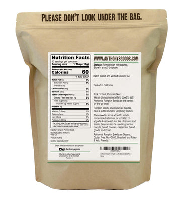 Anthony'S Organic Pumpkin Seeds, 2 Lb, Gluten Free, Non Gmo, No Shell, Unsalted, Raw