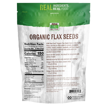 Now Foods, Organic Flax Seeds, Source Of Essential Fatty Acids And Fiber, Certified Non-Gmo, Kosher, 2-Pound (Packaging May Vary