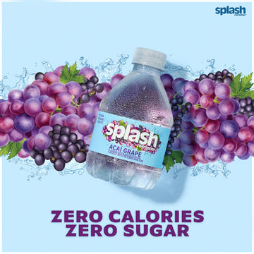 SPLASH BLAST Flavored Water Beverage, Acai G , 8 Fl Oz Bottles, 24 Pack, Clear