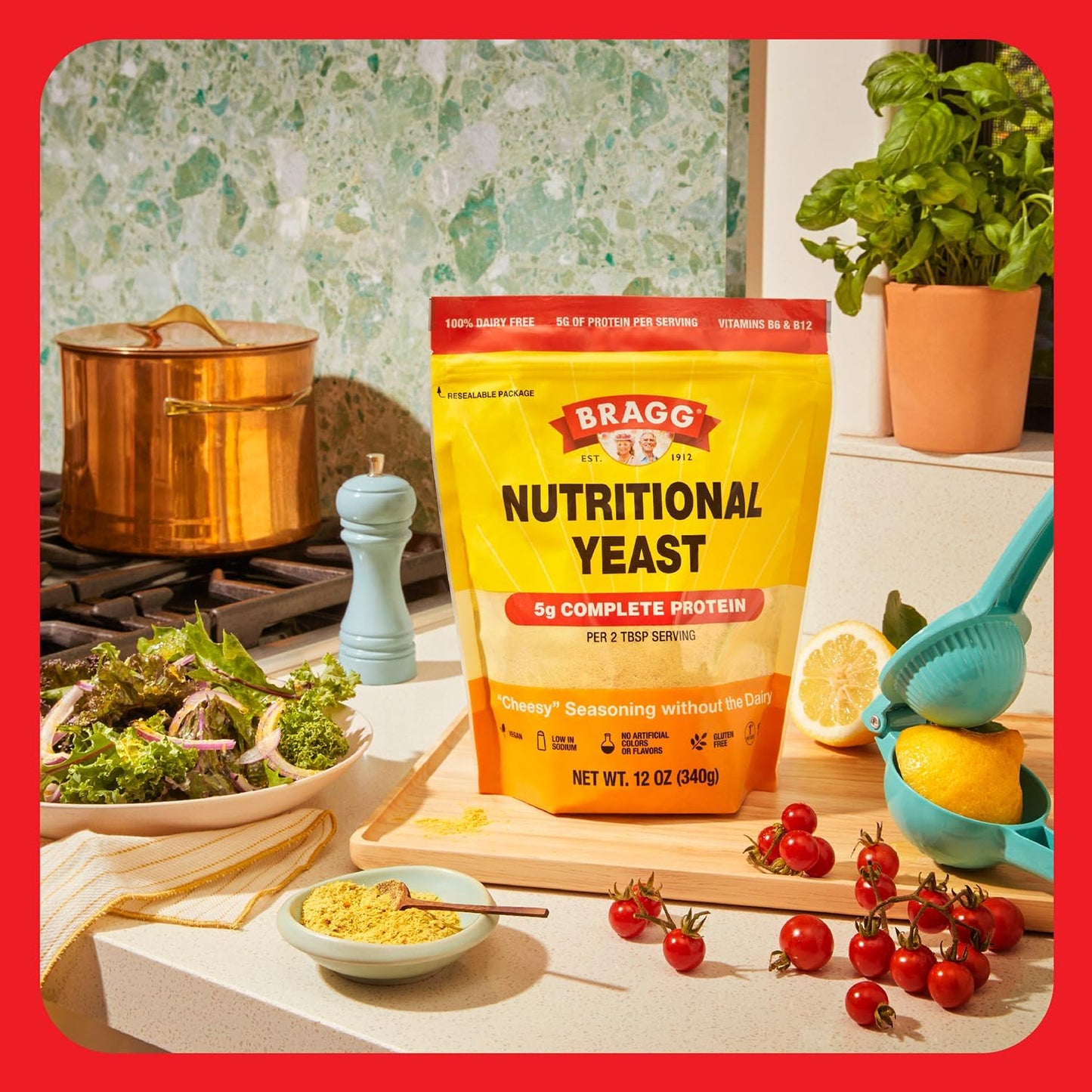 Bragg Nutritional Yeast Seasoning - Vegan, Gluten Free, 24 Ounce (Pack of 1)