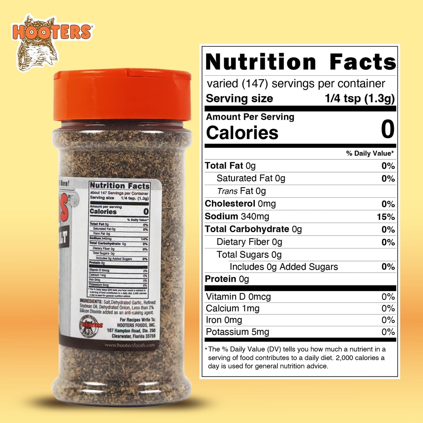 Hooters Seasoning Salt Pillar 6.5 oz