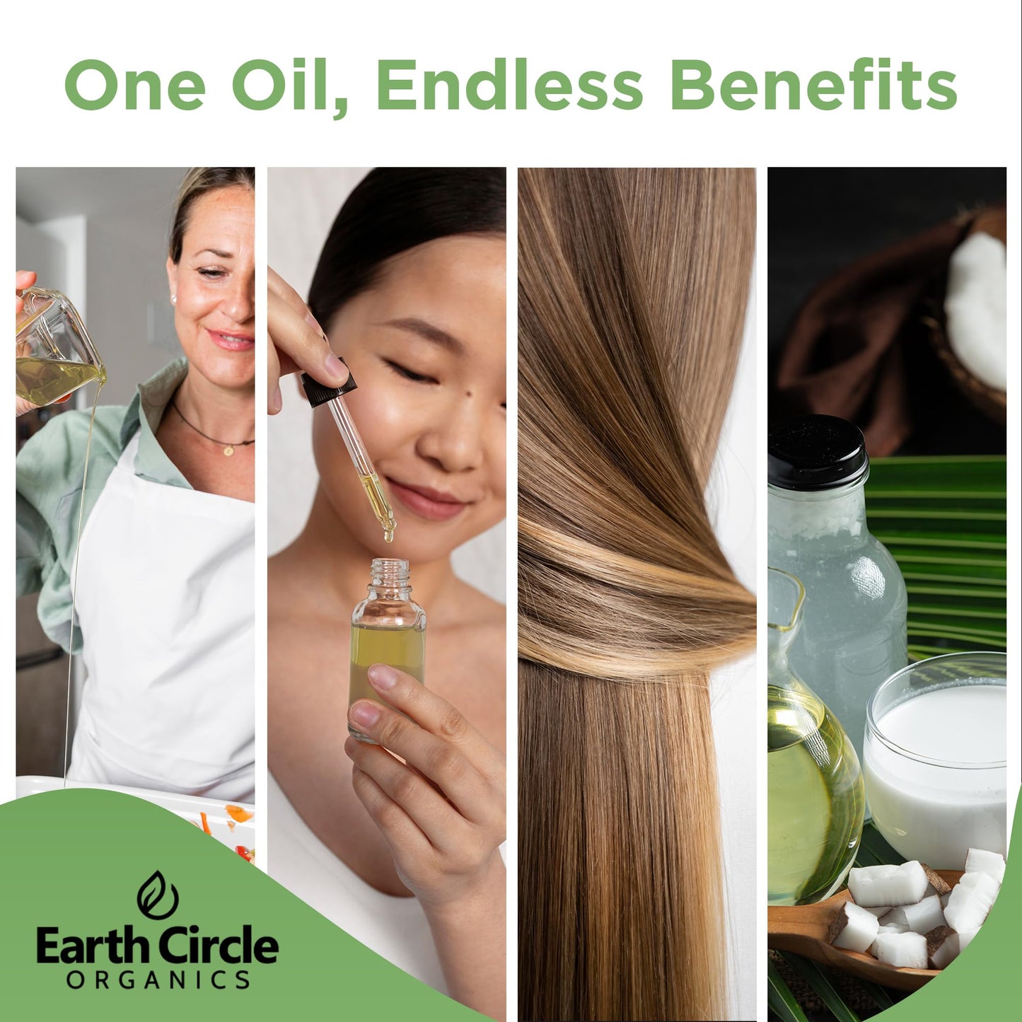 Earth Circle Organics Premium Ultra-Pure Unrefined Cold Pressed Extra Virgin Coconut Oil - Gluten-Free, Keto & Paleo Friendly -
