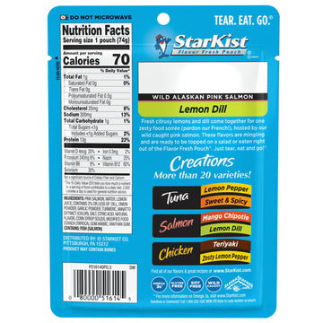 Starkist Salmon Creations, Lemon Dill, 2.6 Oz Pouch