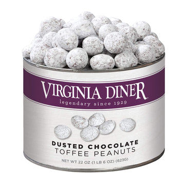 Virginia Diner - Gourmet Natural Extra Large Dusted Chocolate Toffee Virginia Peanuts, 22 Ounce Tin