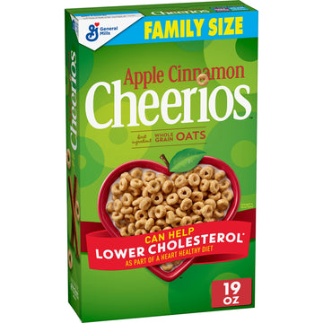 Apple Cinnamon Cheerios Cereal, Limited Edition Happy Heart Shapes, Heart Healthy Cereal With Whole Grain Oats, Family Size, 19 Oz