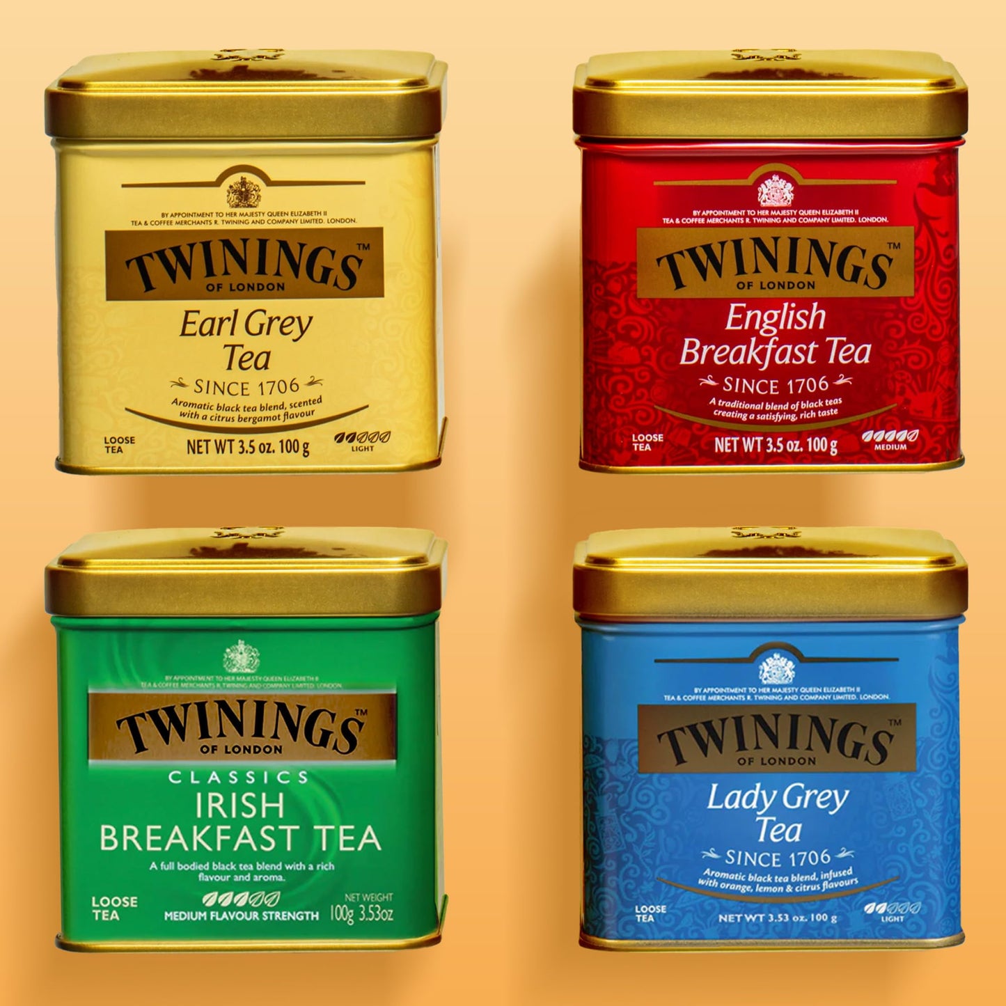 Twinings Irish Breakfast Loose Tea, 3.53 Ounce Tins (Pack of 6), Smooth, Flavourful, Robust Black Tea Leaves, Caffeinated, Enjoy