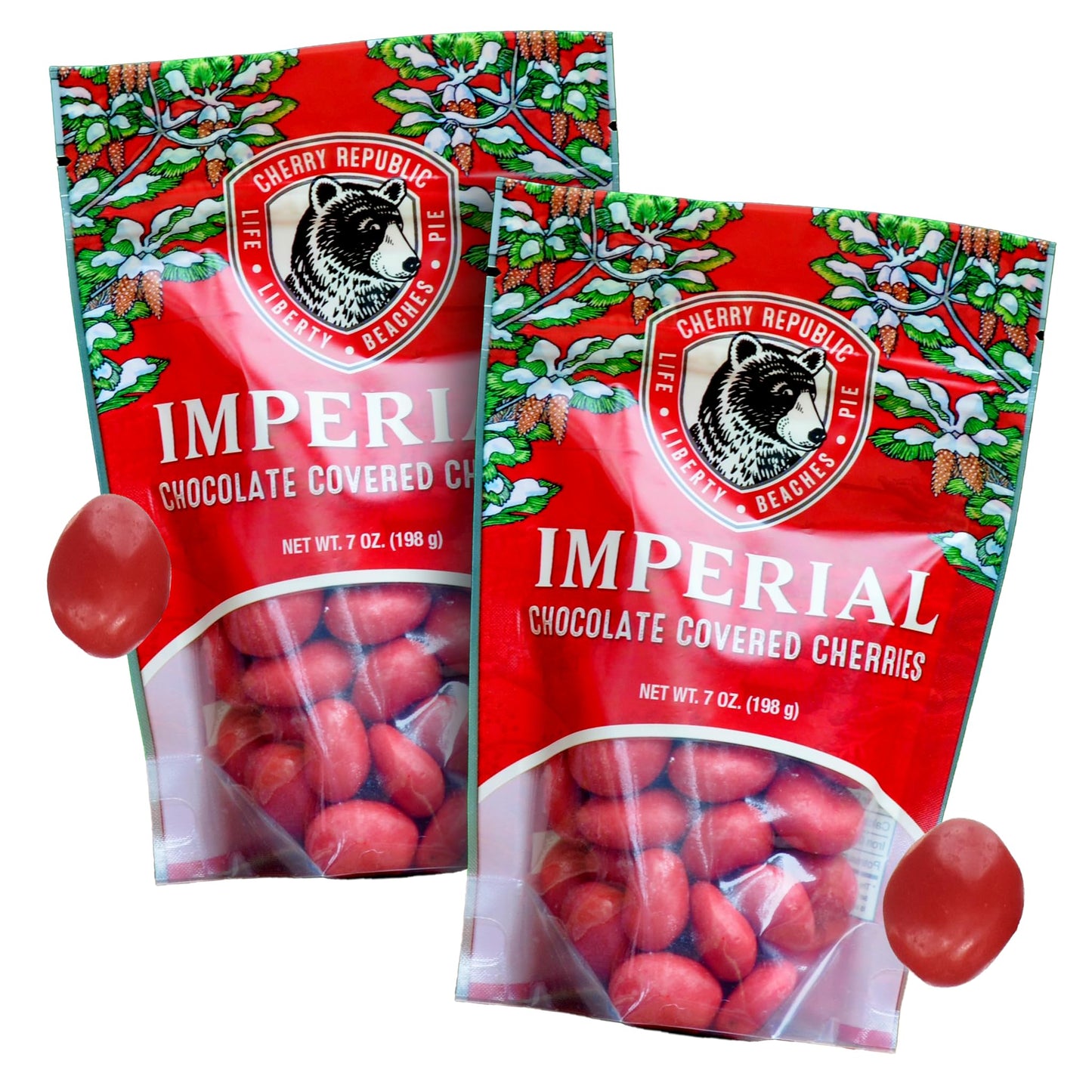 Cherry Republic Imperial Milk Chocolate Covered Cherries 7 Oz Pack Of 2 - Real Dried Michigan Chocolate Cherries Topped Off With Red Cherry Confection - Top-Grade Gift Snack For Special Occasions
