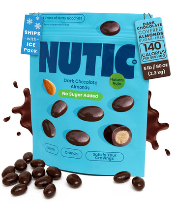 Nutic Sugar-Free Dark Chocolate Almonds - 5Lb. Keto-Friendly, No Sugar, Gluten-Free, Health-Conscious Individuals & Low Carb Die