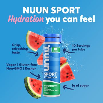 Nuun Sport Electrolyte compact pieces, Watermelon, 10 Count (Pack of 8), Model 811660020723