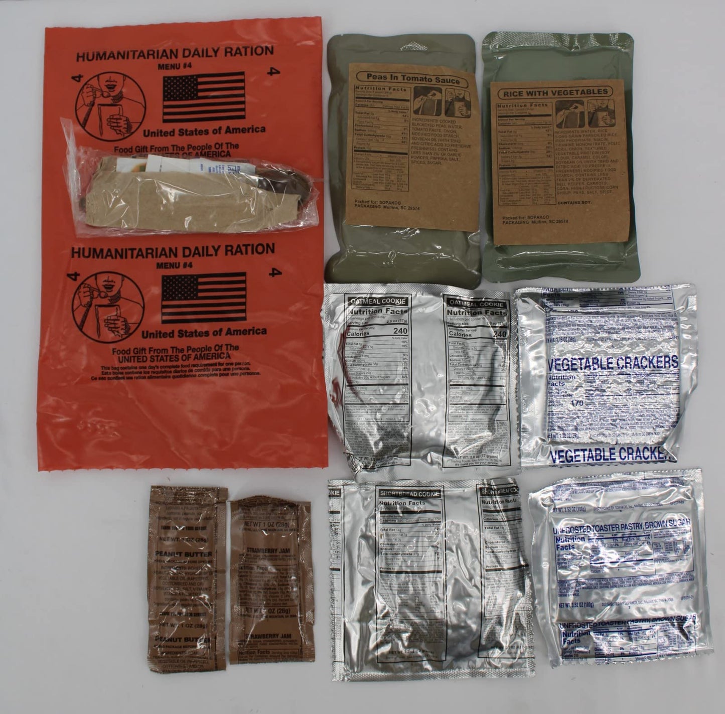1 Case Humanitarian Daily Ration Mre - Random Menu - Inspection Date Of 10/2022 Or Newer