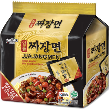 Paldo Fun Yum Jjajangmen Chajang Noodle Pack Of 12, Vegan No Msg 12-Pack, Black Bean Instant Ramen Korean Noodle, K-Food, Most