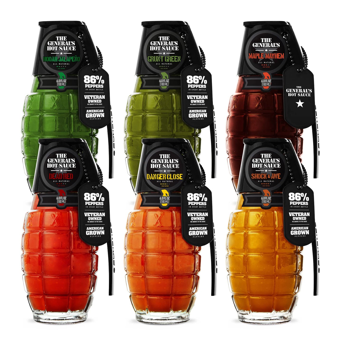 The Generals Hot Sauce Super 6 Pack - 6 Fl Oz Each, Assorted Varieties