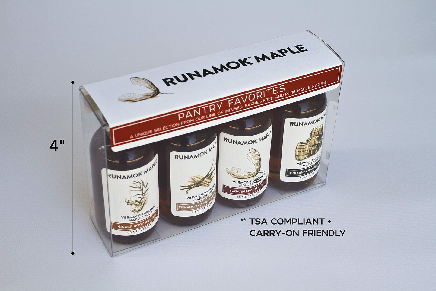 Runamok Organic Maple Syrup Pairing Collection, 2 oz (Pack of 4), Barrel-aged and Infused, Model PNTRY