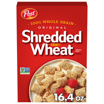 Post Original Shredded Wheat, Whole Grain, Non-GMO, Heart Healthy Breakfast Cereal, 16.4 Ounce Box (Pack of 6)