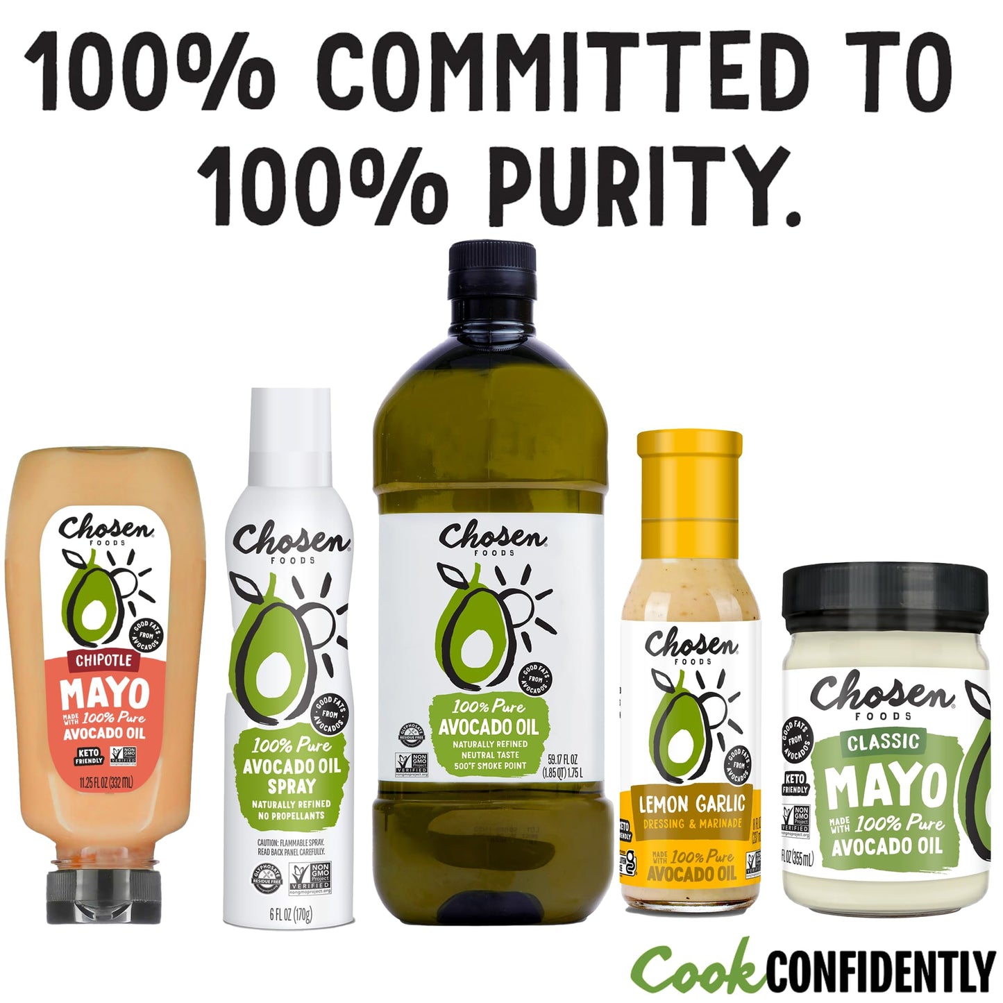 Chosen Foods 100% Pure Avocado Oil 16.9 Oz. (2 Pack), Non-Gmo For High-Heat Cooking, Frying, Baking, Homemade Sauces, Dressings And Marinades